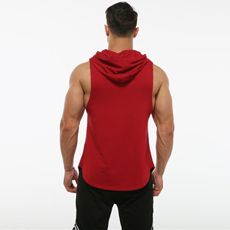 Men's Workout Elastic Hooded Sleeveless Sweater