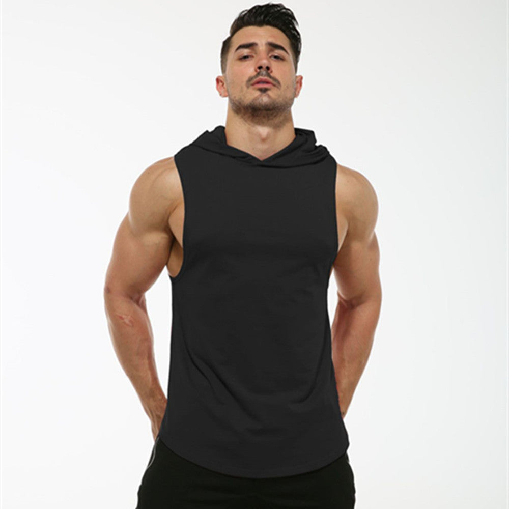 Men's Workout Elastic Hooded Sleeveless Sweater