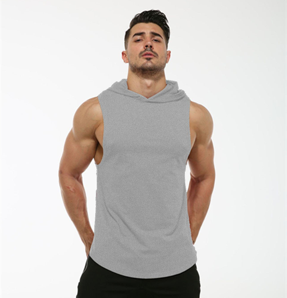 Men's Workout Elastic Hooded Sleeveless Sweater