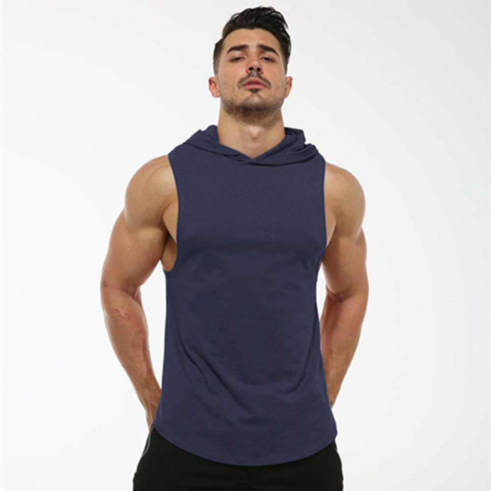 Men's Workout Elastic Hooded Sleeveless Sweater