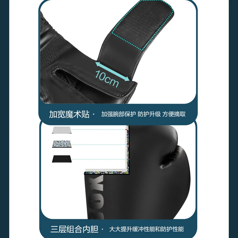 High Quality 6 8 10 12oz Boxing Gloves PU Leather Muay Thai Guantes De Boxeo Free Fight MMA Sandbag Training Glove For Men Women